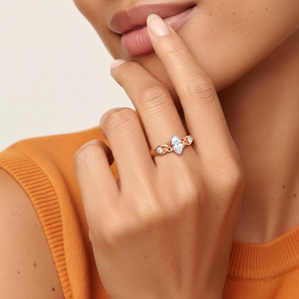 Vintage Unique Marquise 0.80ct Cubic Zirconia Engagement Ring