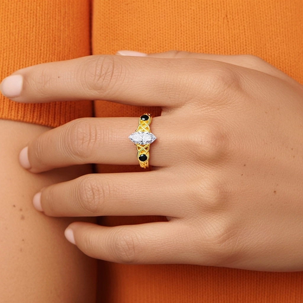 Vintage Unique Marquise 0.80ct Cubic Zirconia Engagement Ring