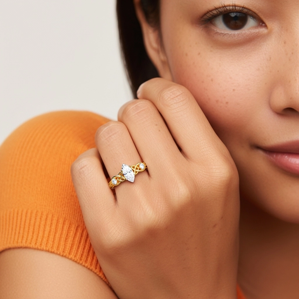 Vintage Unique Marquise 0.80ct Cubic Zirconia Engagement Ring