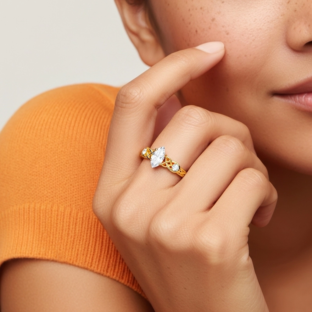 Vintage Unique Marquise 0.80ct Cubic Zirconia Engagement Ring