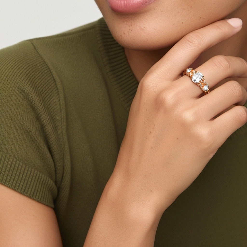 1.00ct Moissanite Engagement Ring 18K Rose Gold