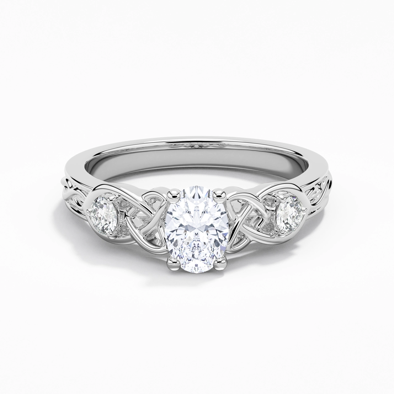 1.00ct Moissanite Engagement Ring 18K White Gold