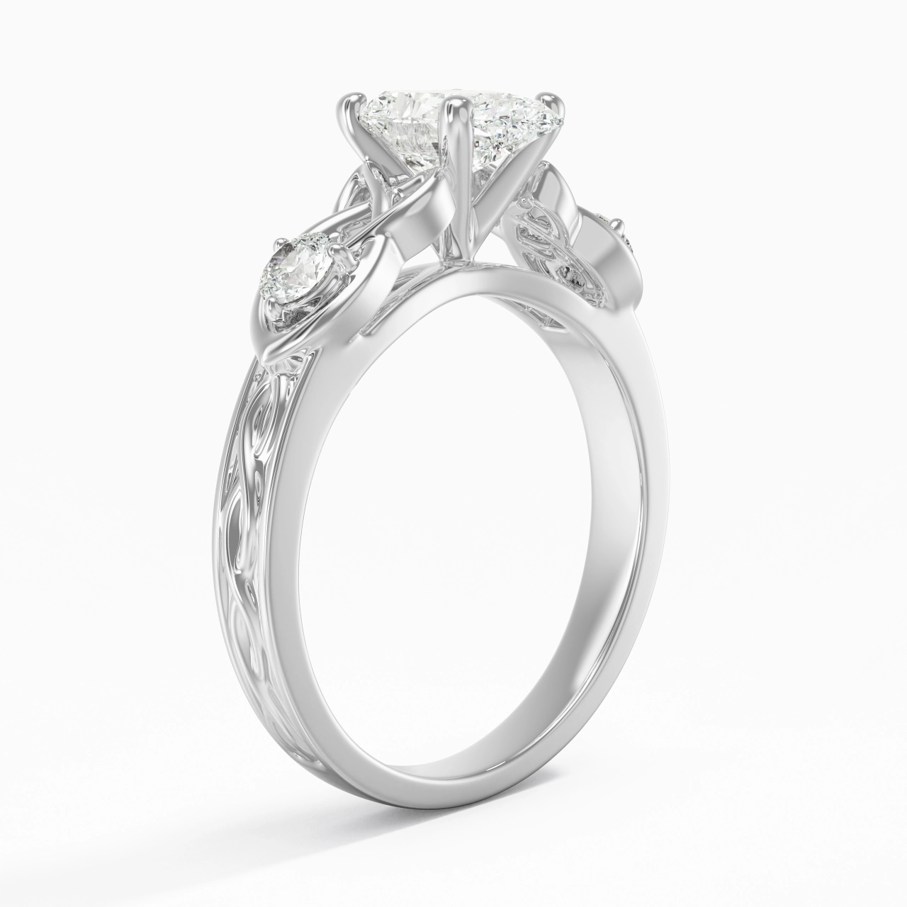 1.50ct Moissanite Engagement Ring 18K White Gold