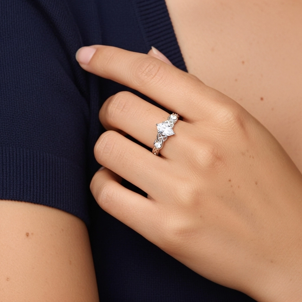 1.00ct Moissanite Bague de fiançailles Platine