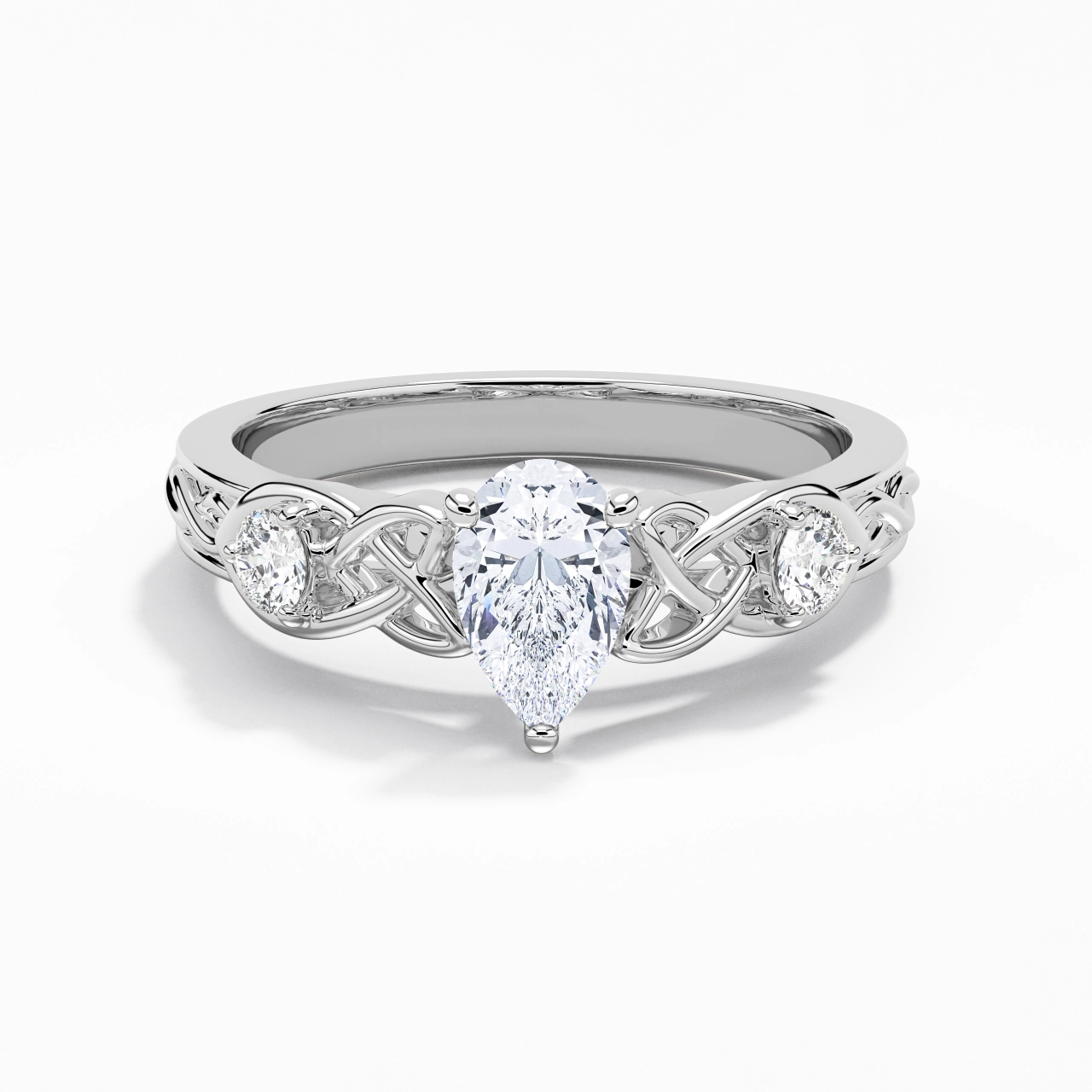 1.00ct Moissanite Engagement Ring 14K White Gold