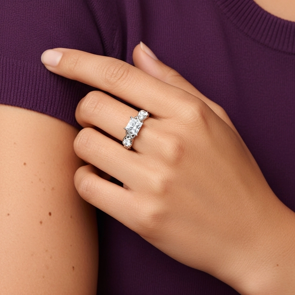 1.50ct Moissanite Bague de fiançailles Argent sterling 925