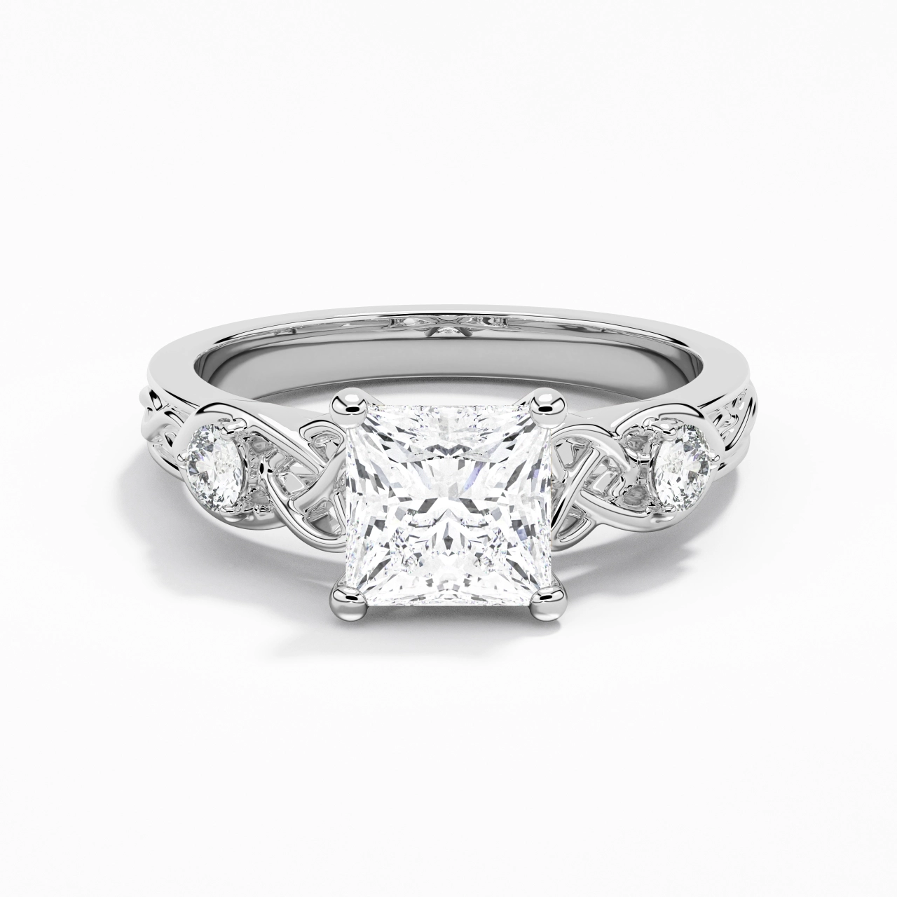 2.00ct Moissanite Engagement Ring 18K White Gold