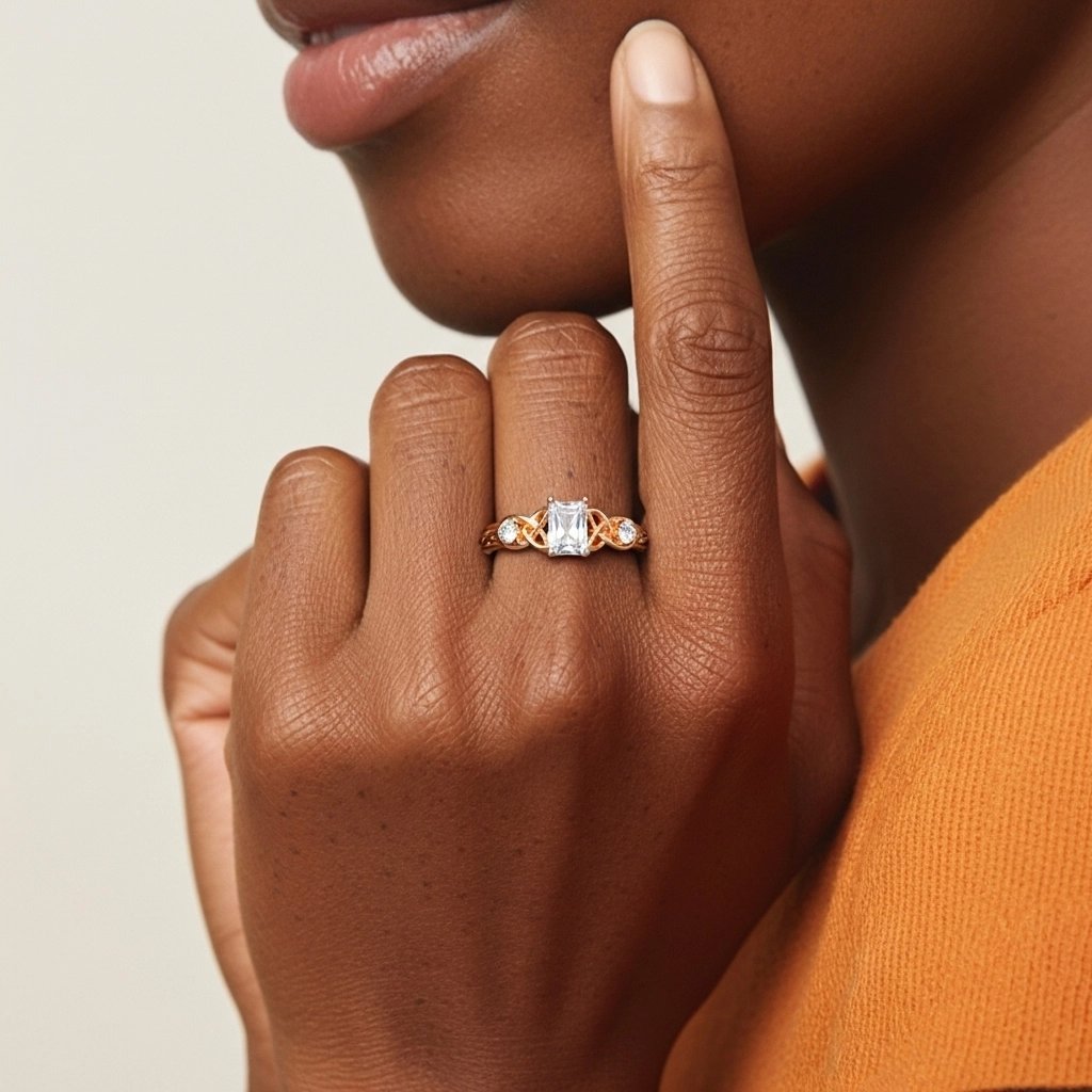 Vintage Unique Radiant 0.80ct Cubic Zirconia Engagement Ring