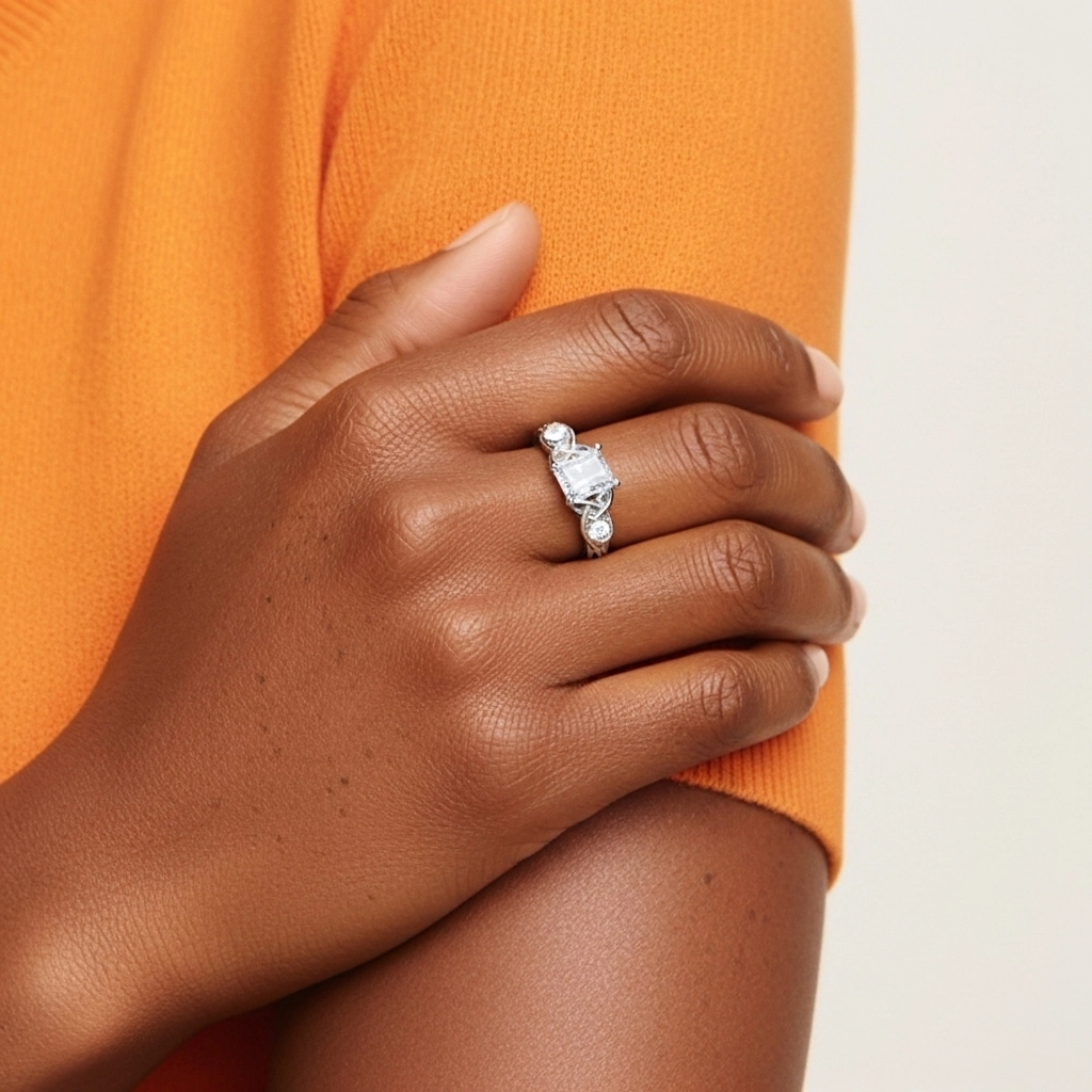 Vintage Unique Radiant 0.80ct Cubic Zirconia Engagement Ring