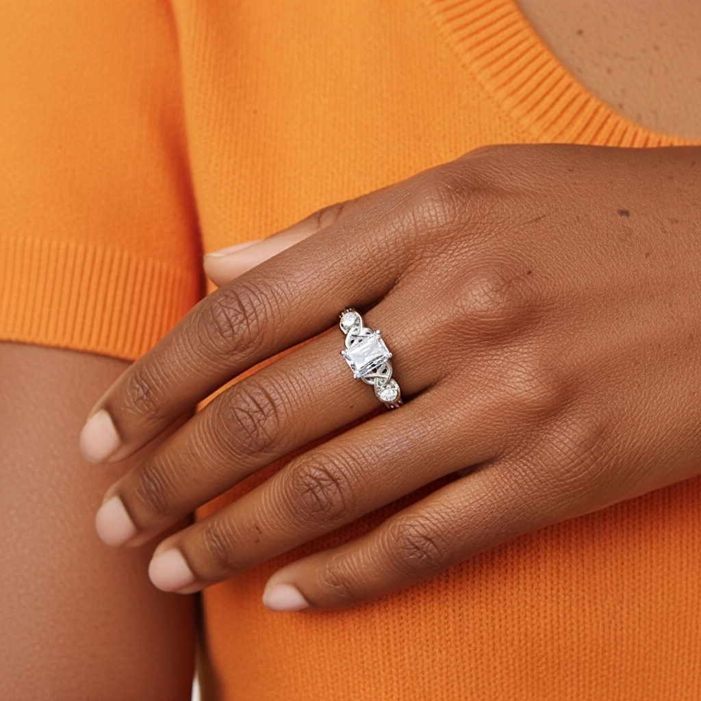 Vintage Unique Radiant 0.80ct Cubic Zirconia Engagement Ring