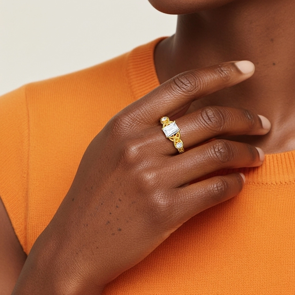 Vintage Unique Radiant 0.80ct Cubic Zirconia Engagement Ring