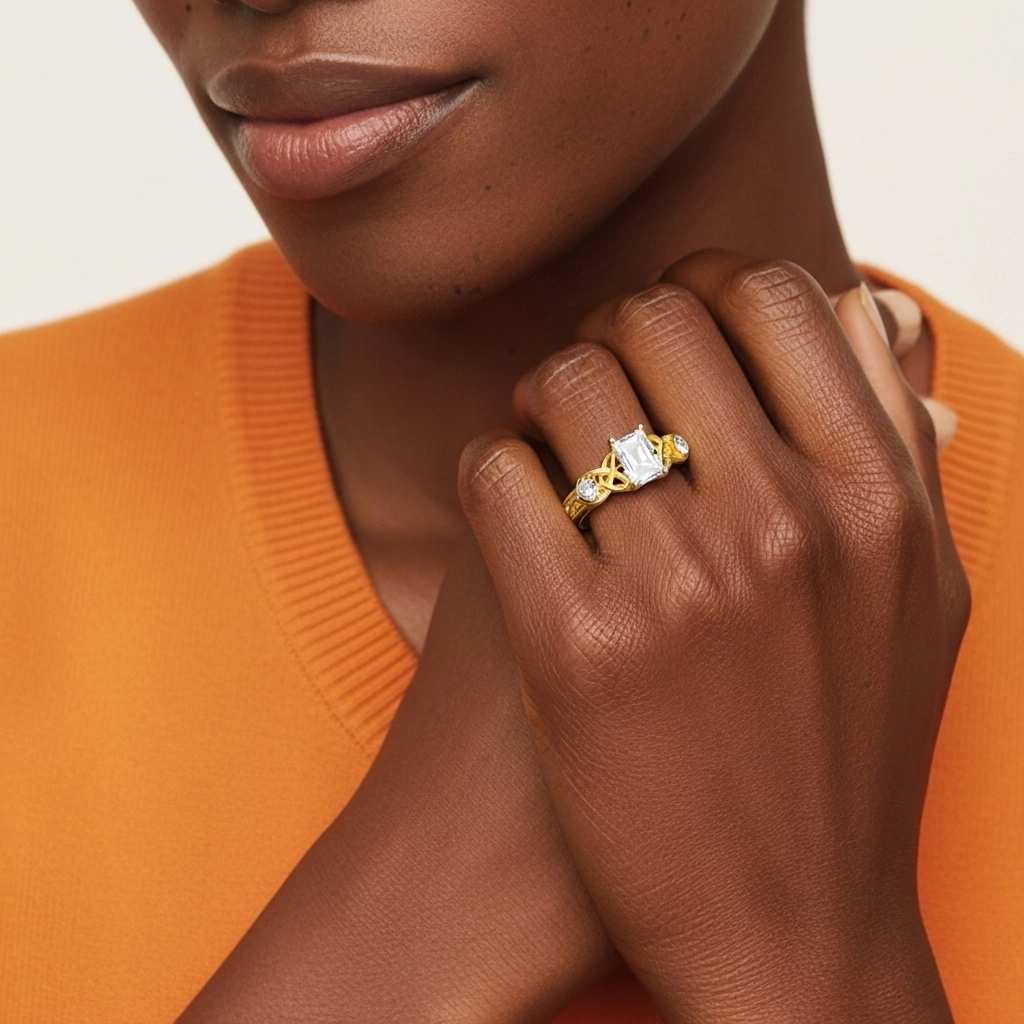 Vintage Unique Radiant 0.80ct Cubic Zirconia Engagement Ring