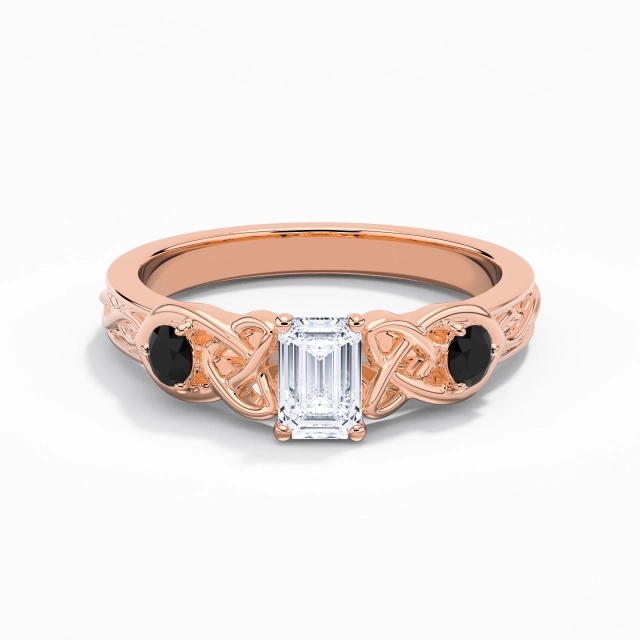 Vintage Único Nudo celta Tallado Esmeralda Circonio cúbico Anillo de Compromiso 0.80ct En Blanco Plata esterlina 925 Garra