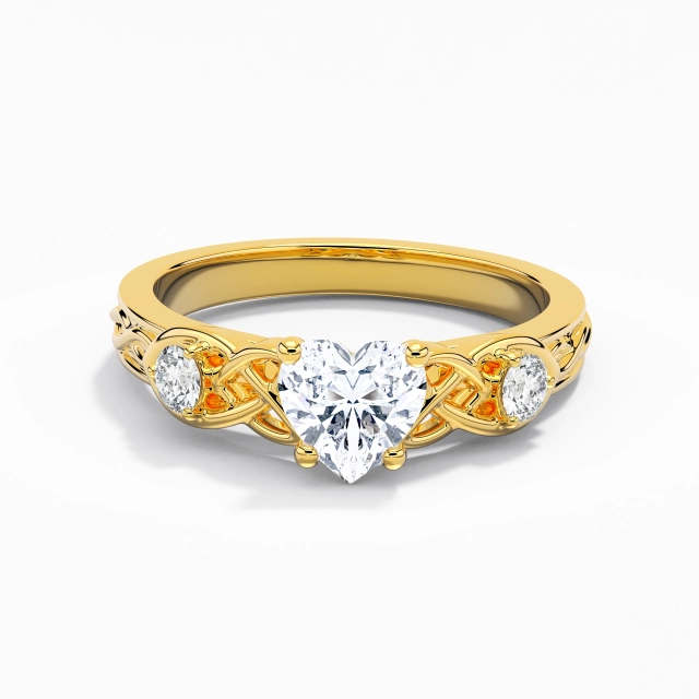 1.00ct Cœur Moissanite Bague de fiançailles Argent sterling 925 Griffe Noeud celtique Sculpté Rétro Unique VANCARO Logo Image