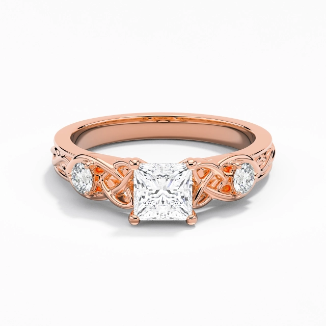 1.00ct Princesa Moissanita Anillo de Compromiso Plata esterlina 925 Garra Nudo celta Tallado Vintage Único