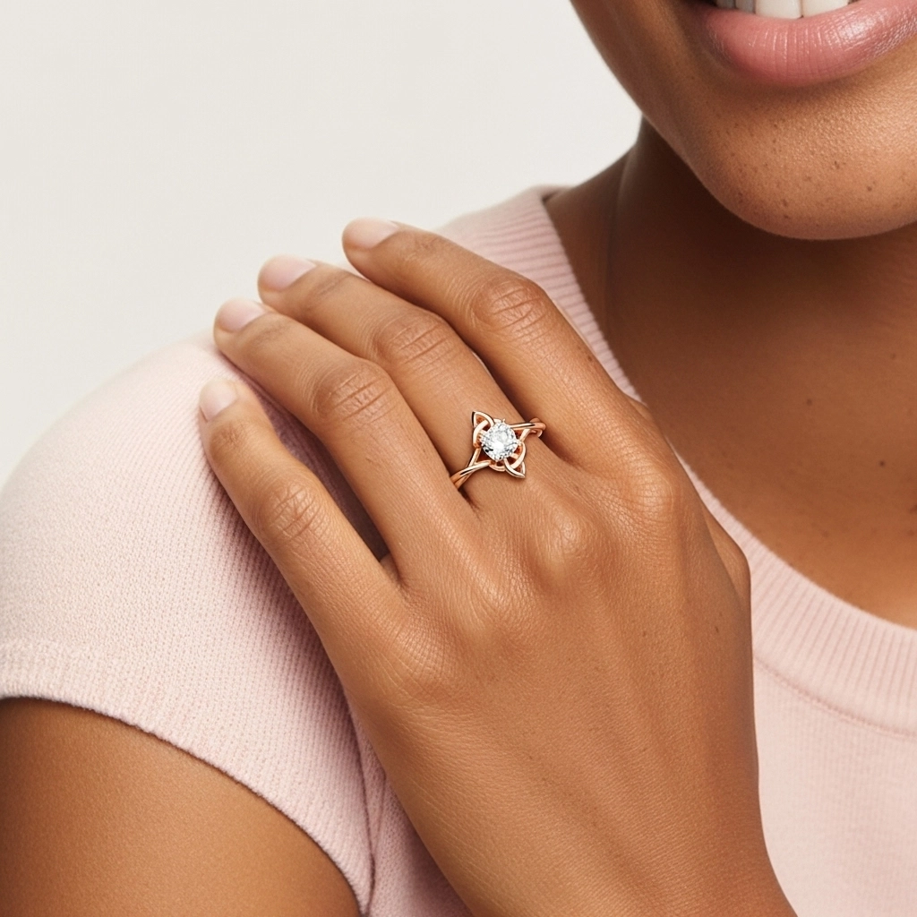 Celtic Knot Solitaire Engagement Ring 1.00ct Cubic Zirconia