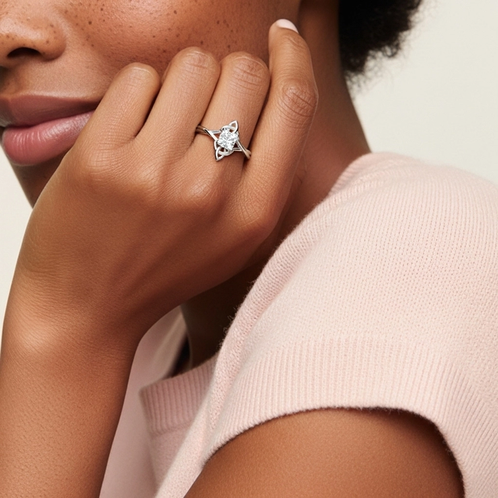 Celtic Knot Solitaire Engagement Ring 1.00ct Cubic Zirconia