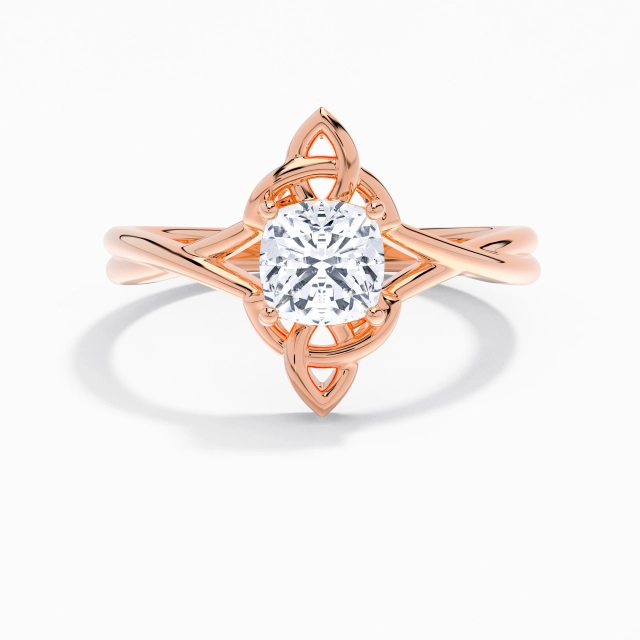 Twist Vintage Unique Celtic Knot Solitaire Engagement Ring Moissanite 1.00ct Cushion 925 Sterling Silver