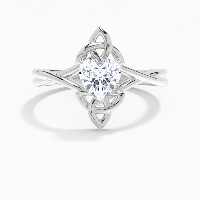 Twist Vintage Unique Celtic Knot Solitaire Engagement Ring Moissanite 1.00ct Heart 925 Sterling Silver