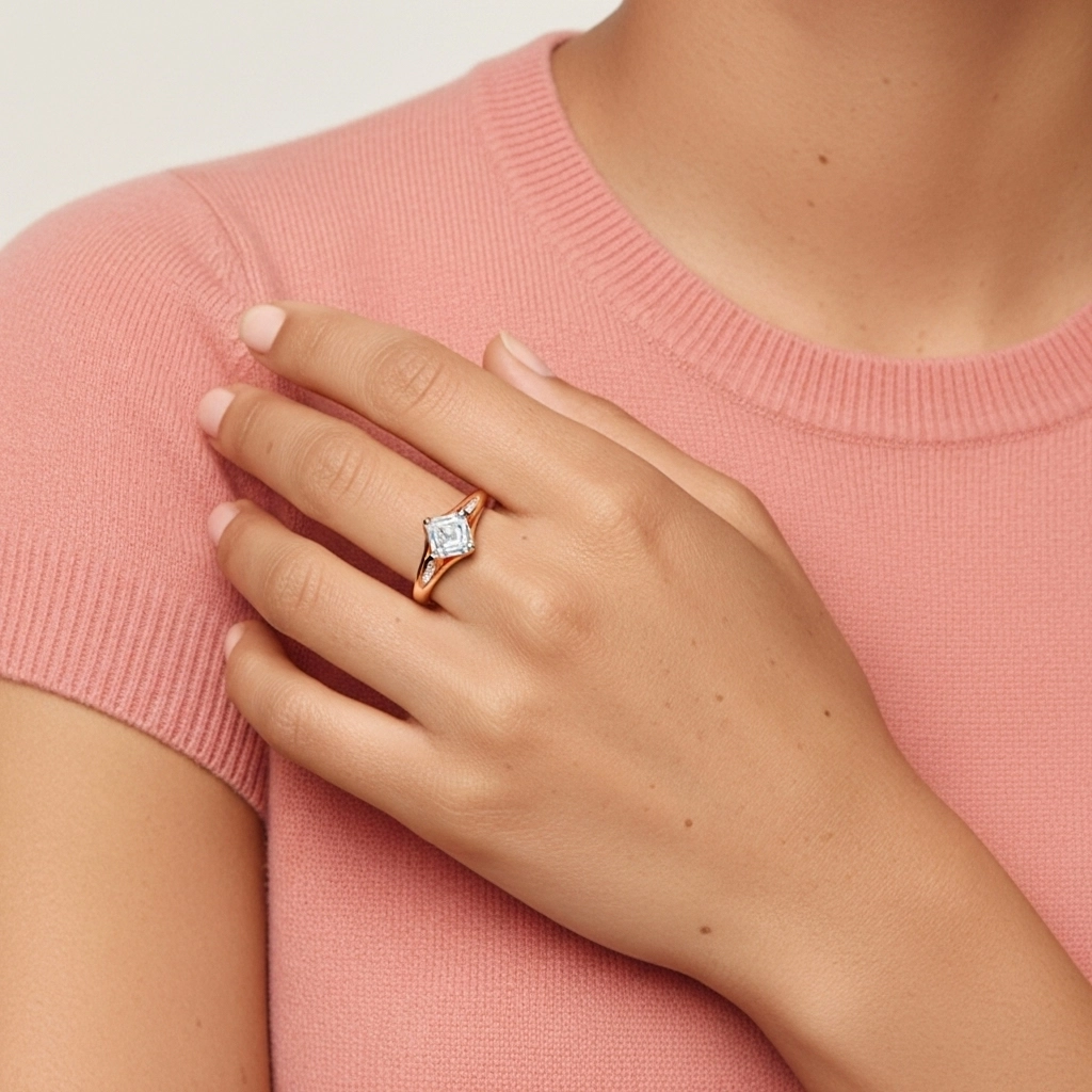 1.00ct Moissanite Bague de fiançailles Or rose 14 carats