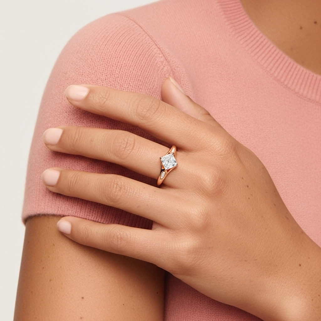 1.00ct Moissanite Bague de fiançailles Or rose 14 carats