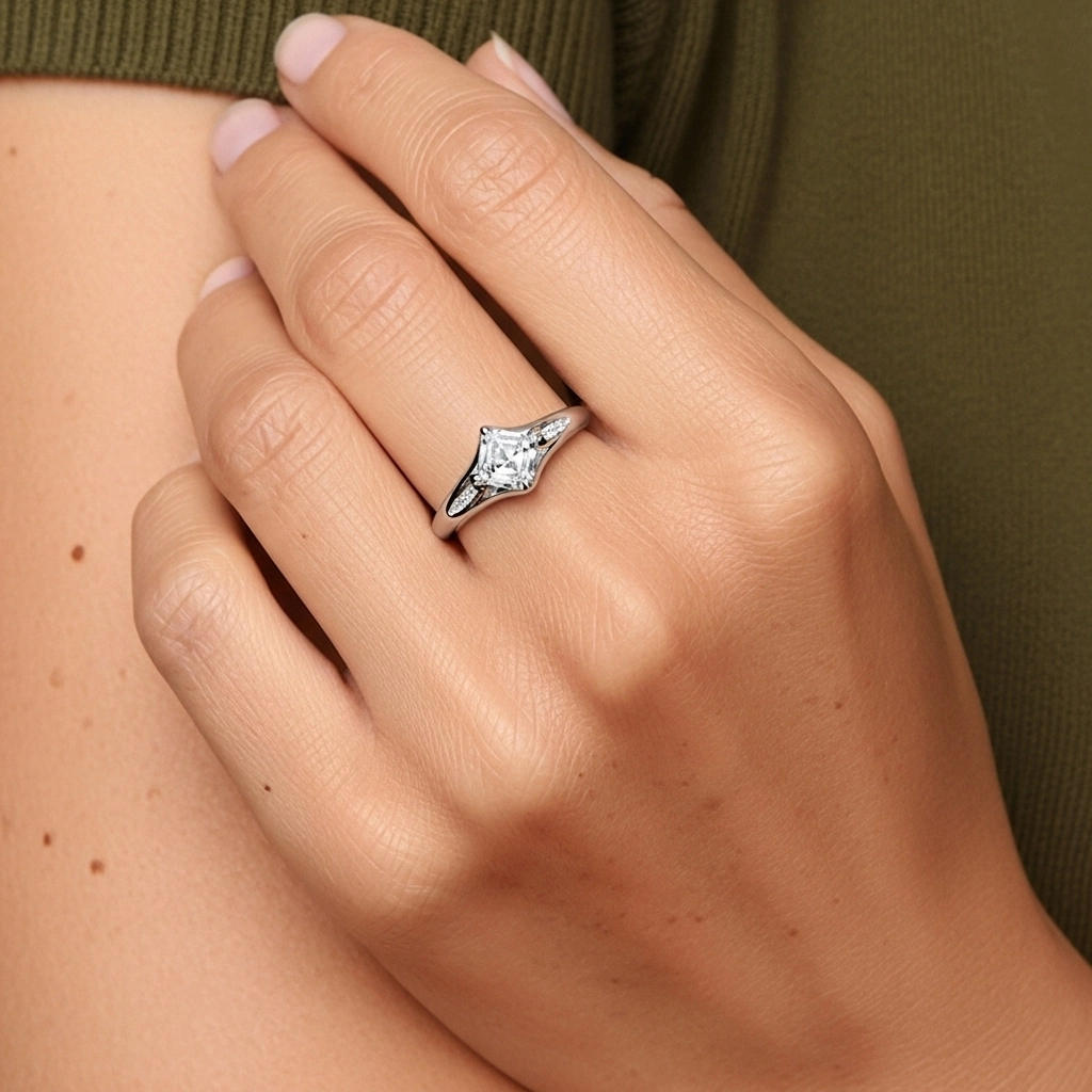 2.00ct Moissanite Engagement Ring 14K White Gold