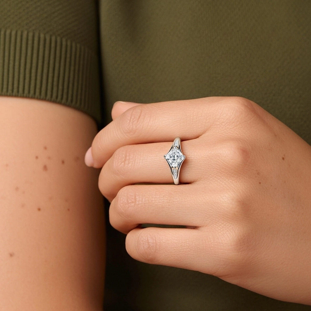 2.00ct Moissanite Engagement Ring 14K White Gold