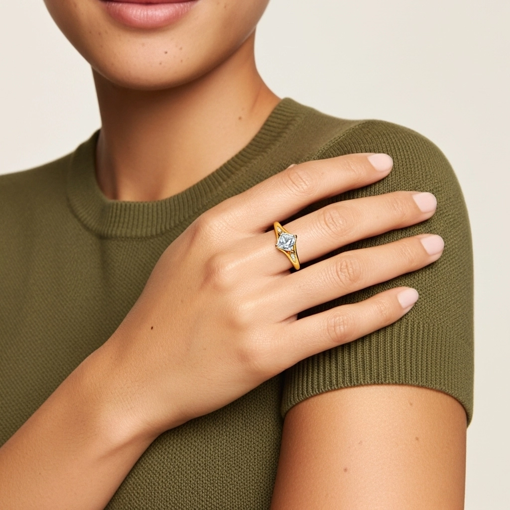 1.50ct Moissanite Engagement Ring 14K Gold