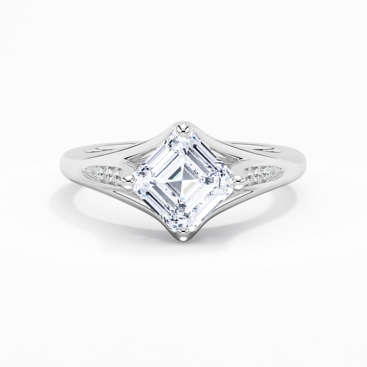 2.00ct Moissanite Engagement Ring 14K White Gold