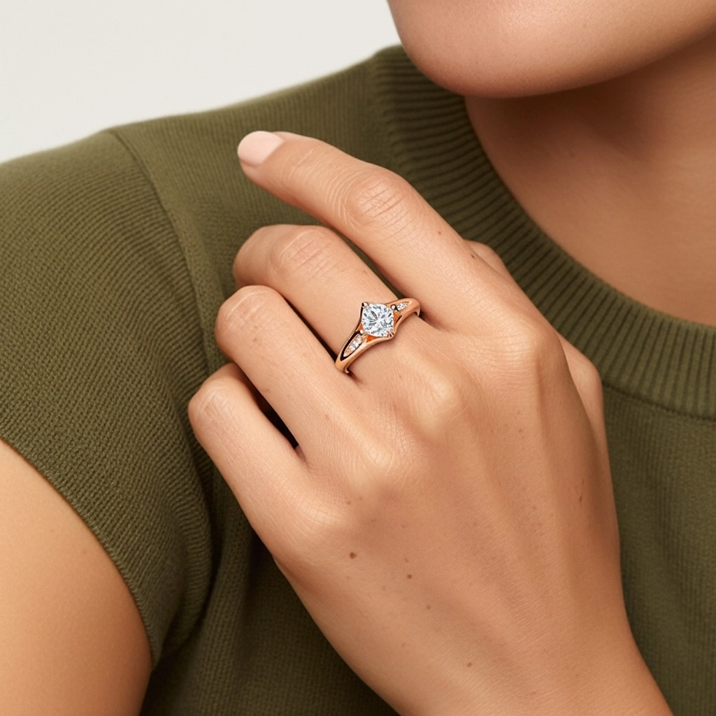 1.50ct Moissanite Engagement Ring 18K Rose Gold