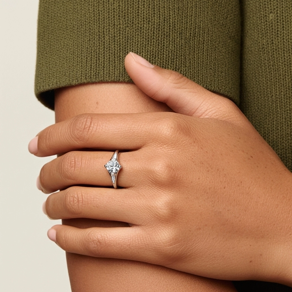 1.00ct Moissanite Engagement Ring 925 Sterling Silver