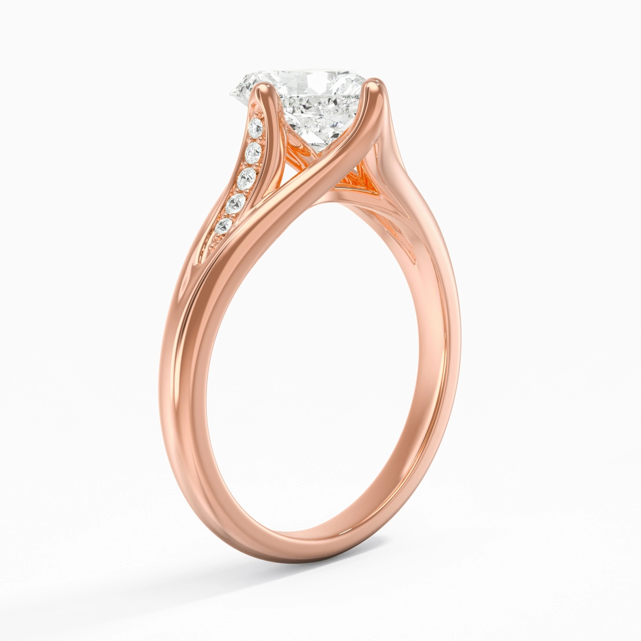 1.50ct Moissanite Engagement Ring 14K Rose Gold