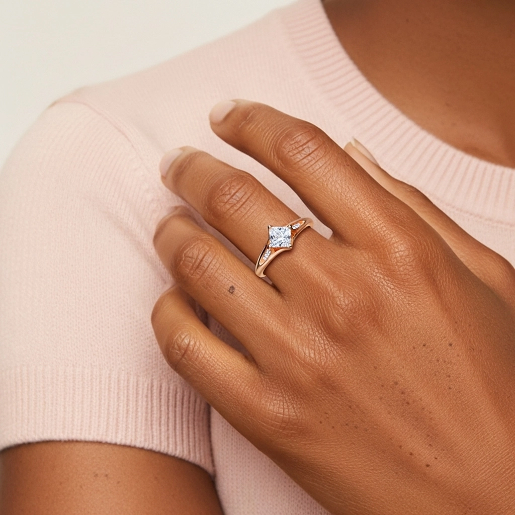 1.00ct Moissanite Bague de fiançailles Or rose 14 carats