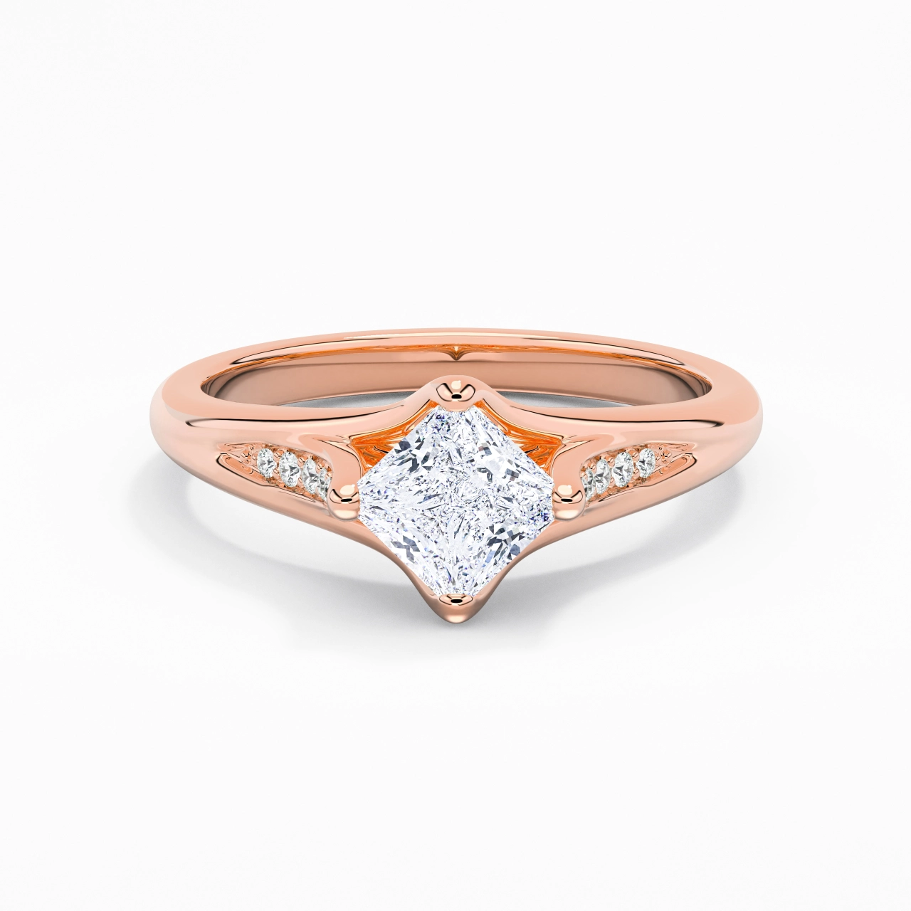 1.00ct Moissanite Engagement Ring 18K Rose Gold