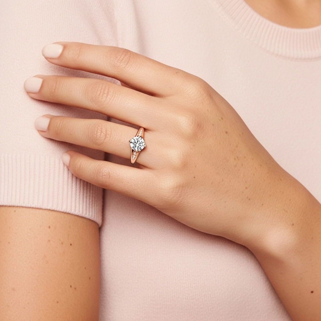 1.00ct Moissanite Engagement Ring 18K Rose Gold