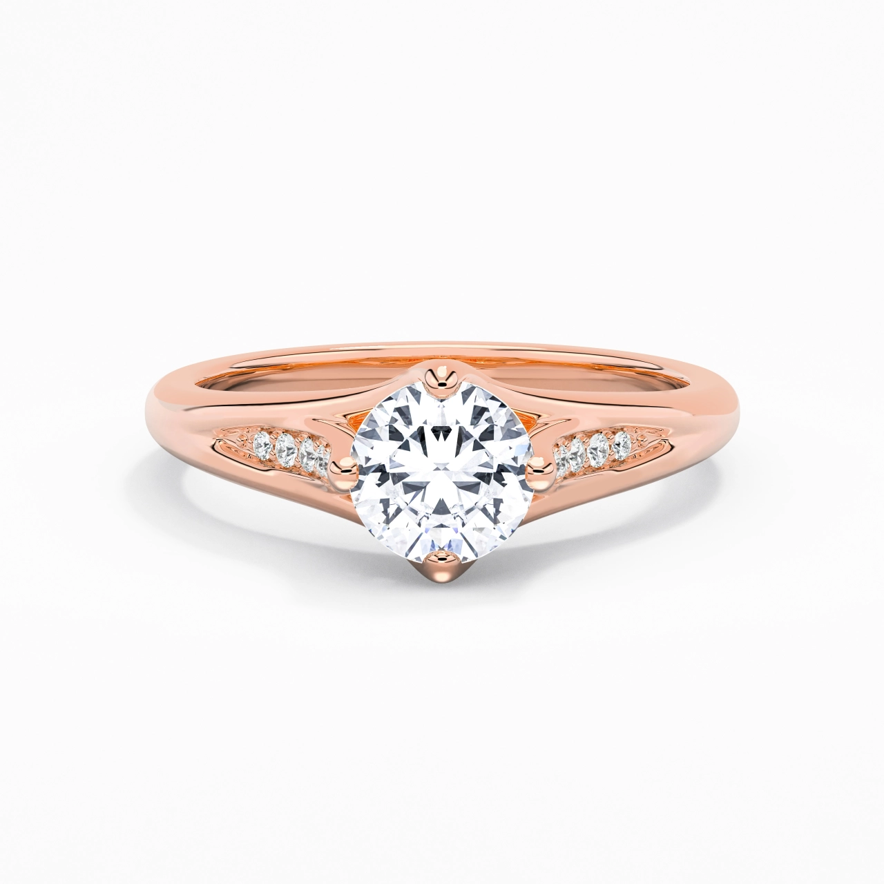 1.00ct Moissanite Engagement Ring 14K Rose Gold