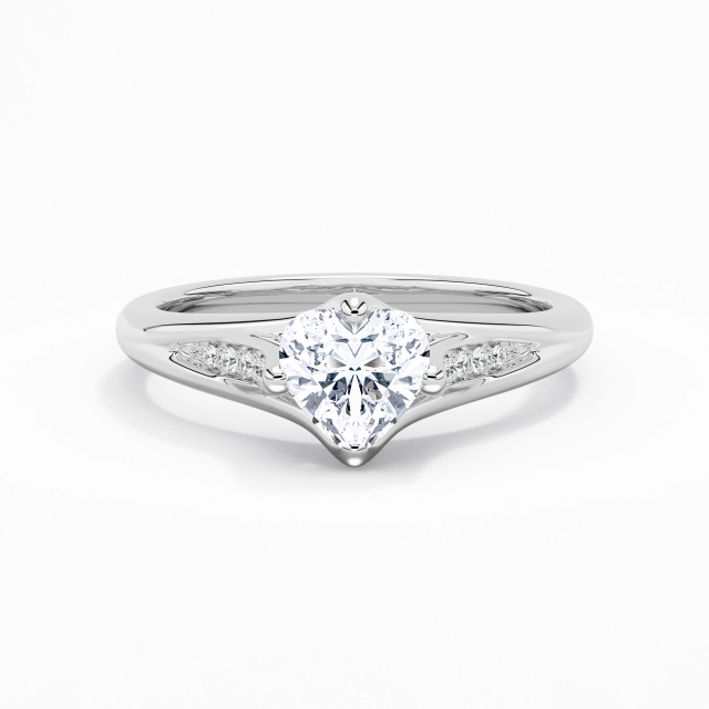 1.00ct Heart Moissanite Engagement Ring 14K White Gold East West Unique Flair Shank