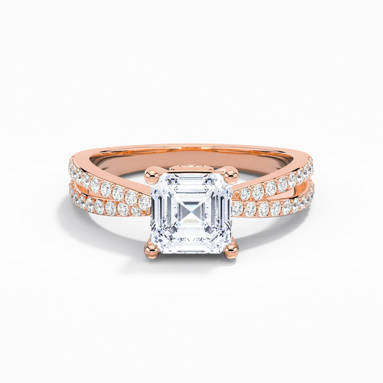 1.50ct Moissanite Engagement Ring 14K Rose Gold