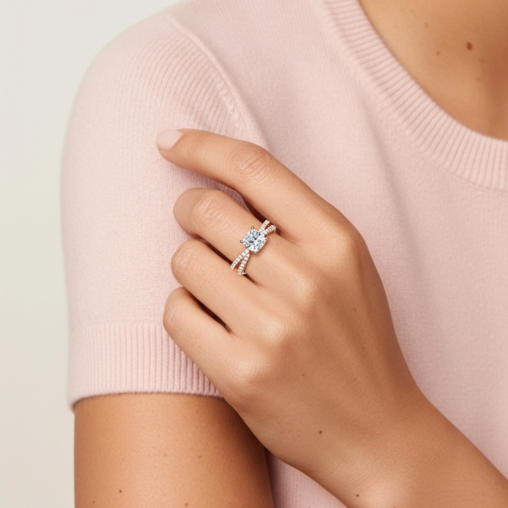 Griffe Bague de fiançailles 1.00ct Moissanite