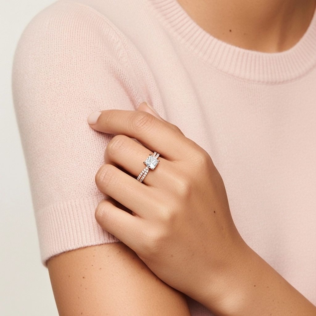 Griffe Bague de fiançailles 1.00ct Moissanite