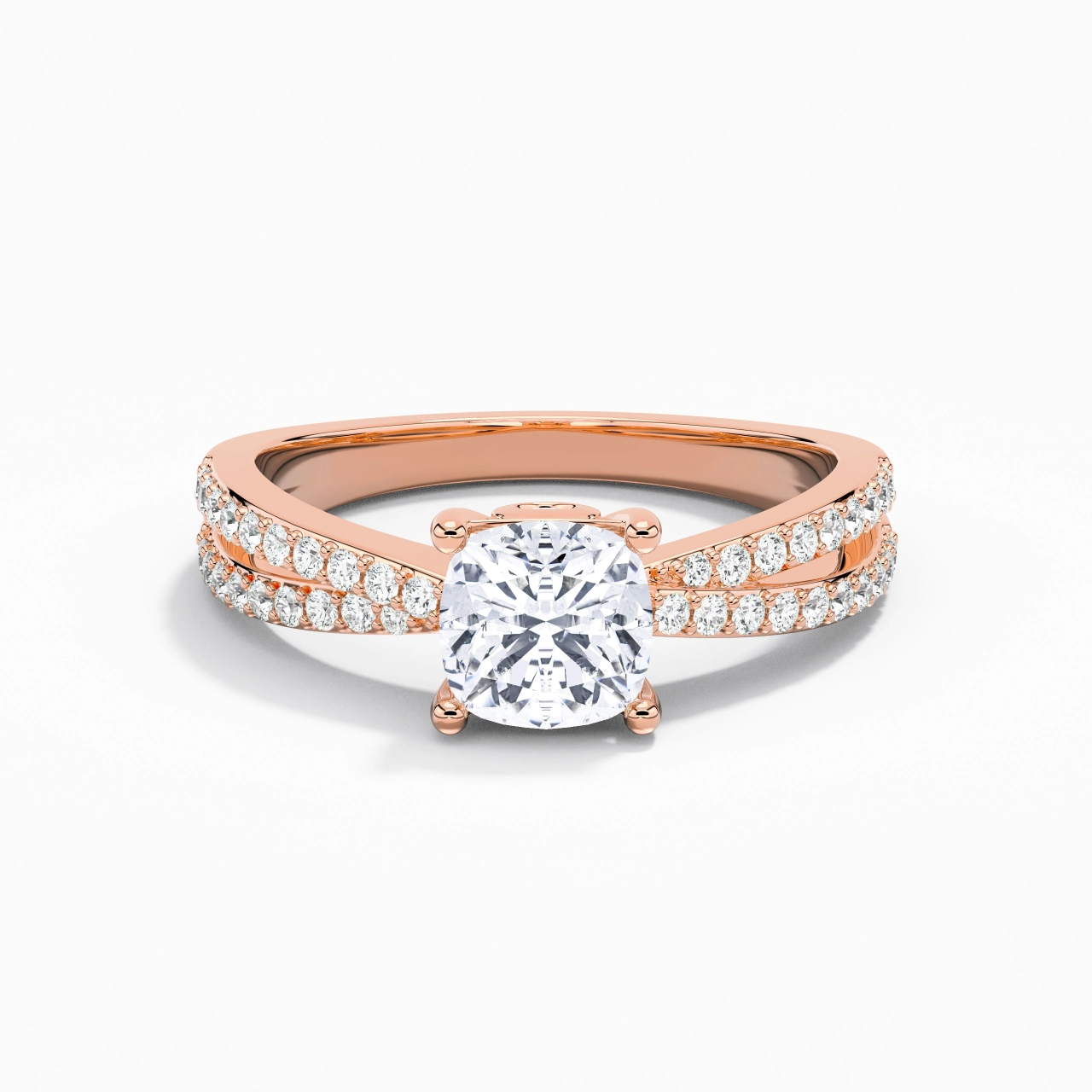 1.00ct Moissanite Engagement Ring 14K Rose Gold