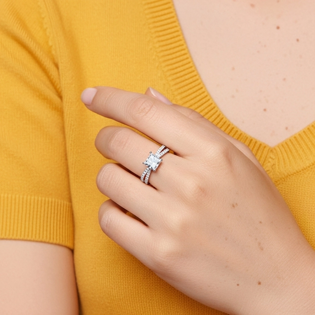 Griffe Bague de fiançailles 1.50ct Moissanite