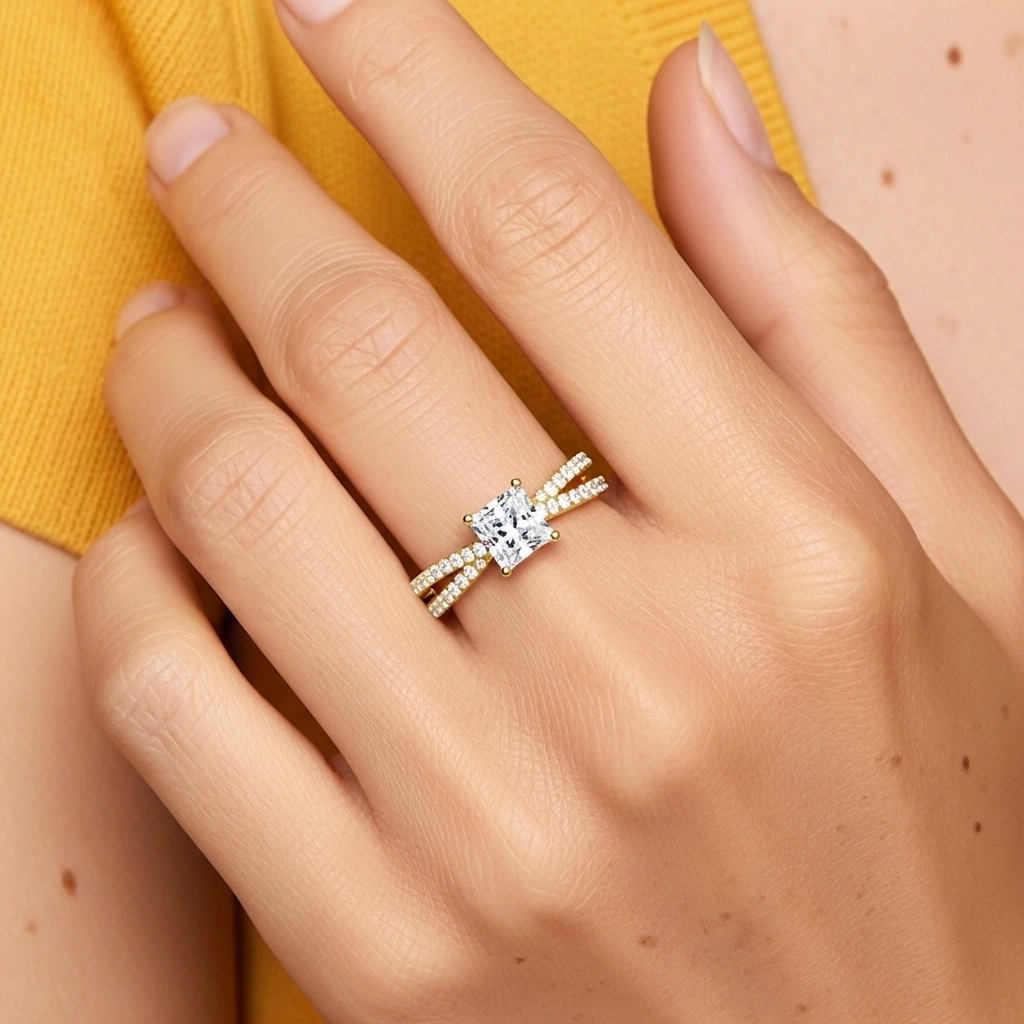 Griffe Bague de fiançailles 1.50ct Moissanite