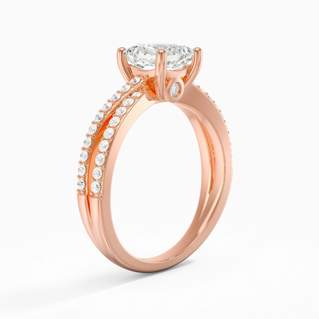 1.00ct Moissanite Engagement Ring 14K Rose Gold