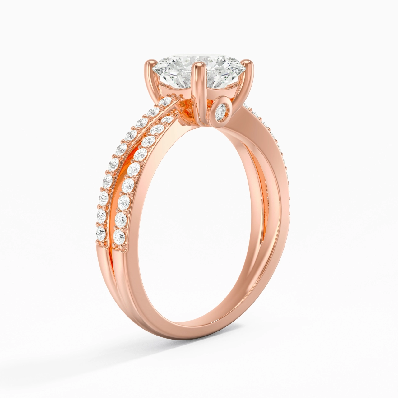 1.50ct Moissanite Engagement Ring 14K Rose Gold