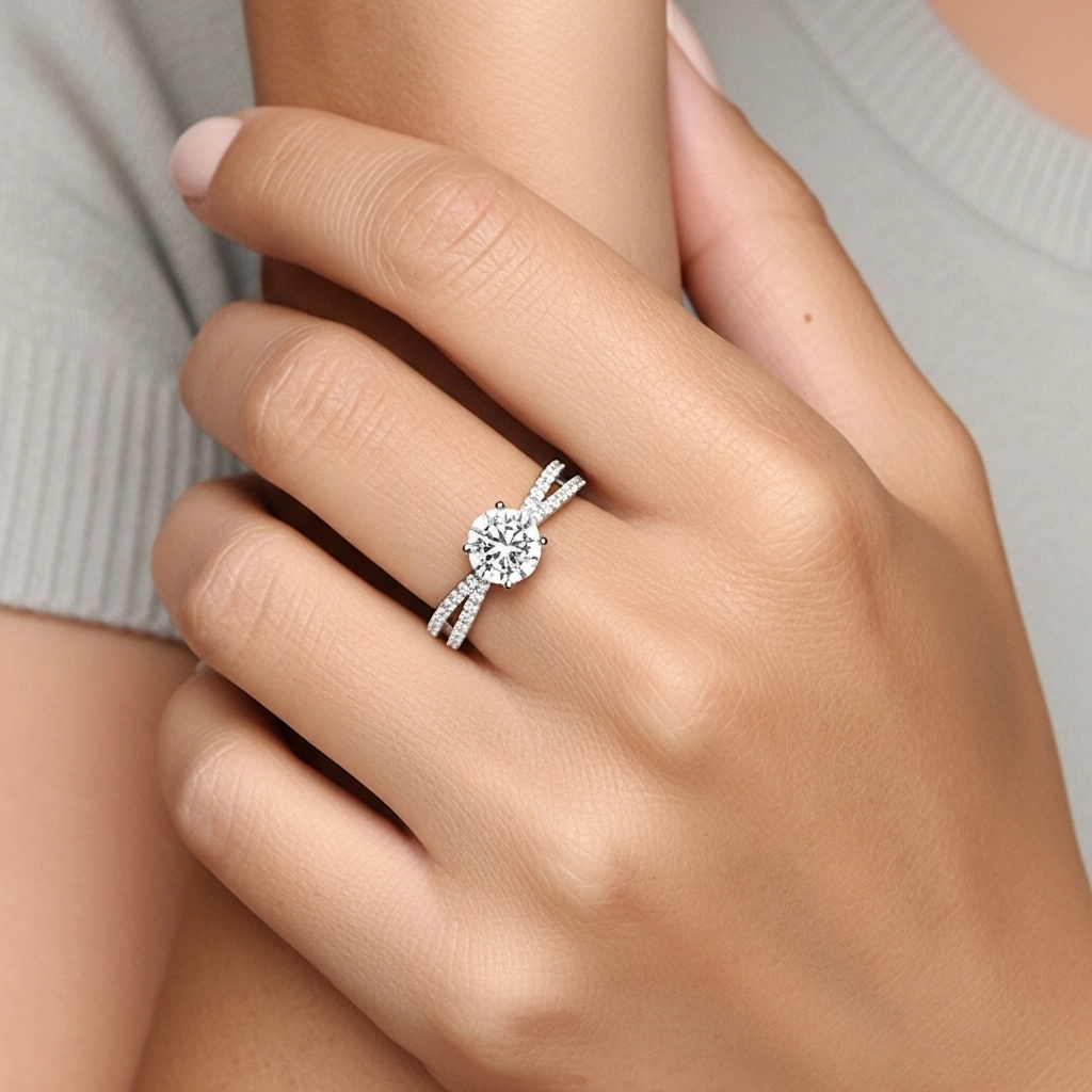 Griffe Bague de fiançailles 1.00ct Moissanite