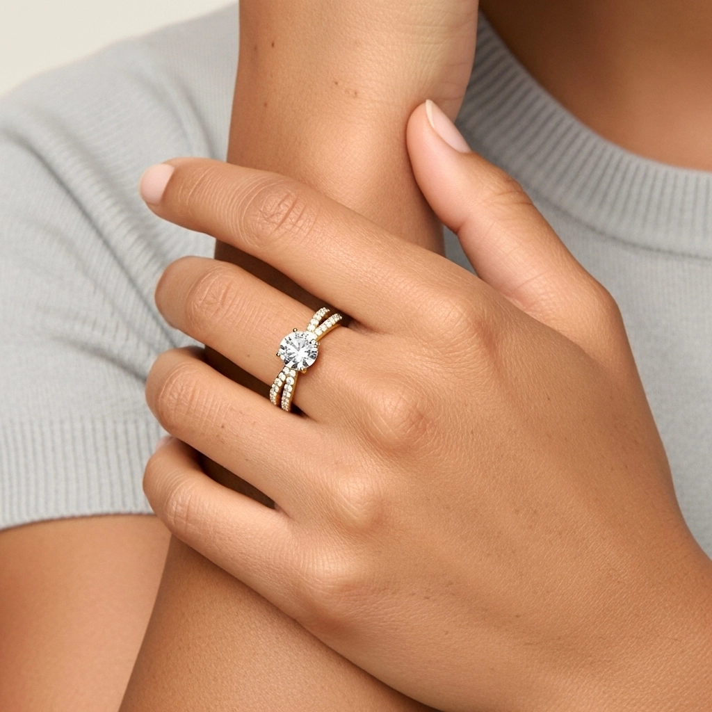 1.00ct Moissanite Bague de fiançailles Or 18 carats