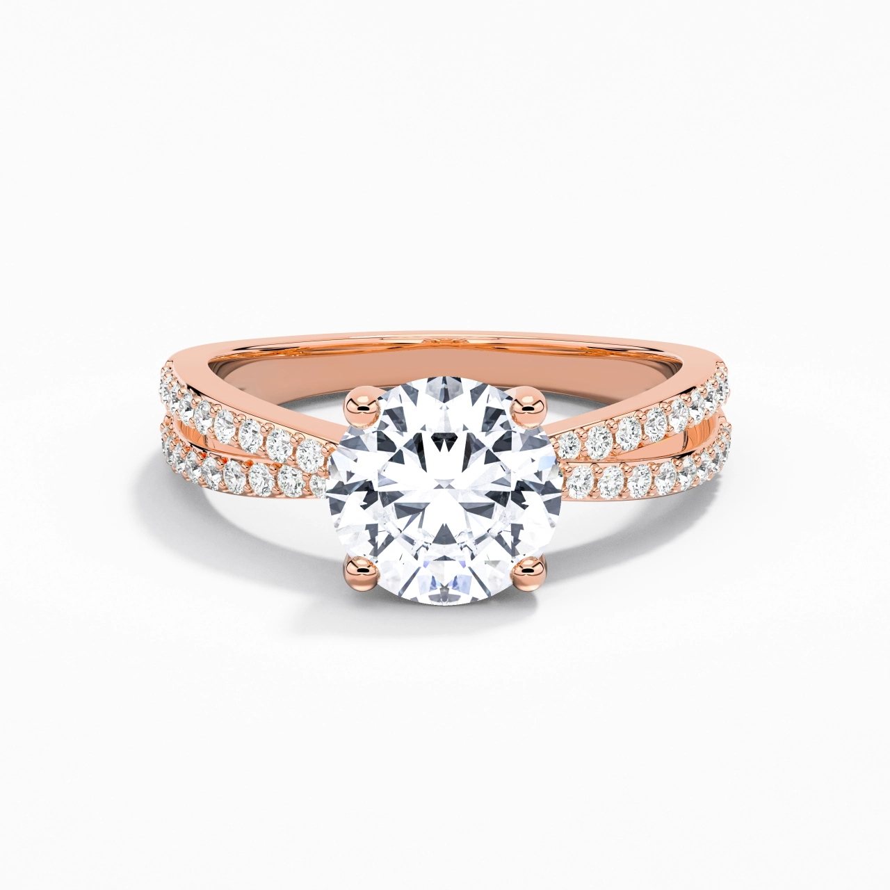 2.00ct Moissanite Engagement Ring 14K Rose Gold