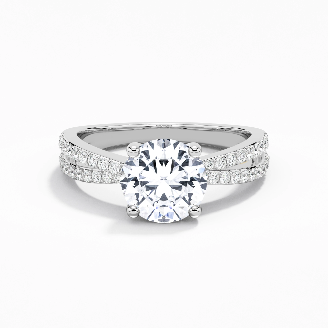 2.00ct Moissanite Engagement Ring 18K White Gold