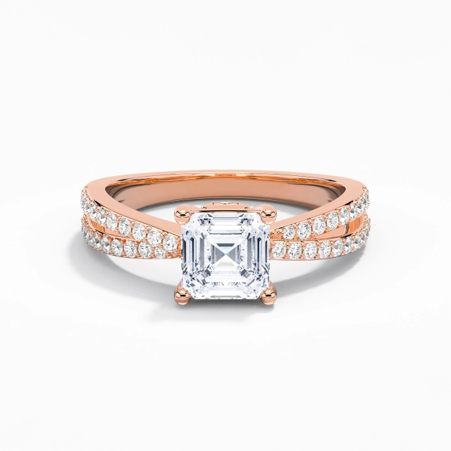 Criss Cross Classic Prong Engagement Ring Moissanite 1.00ct Asscher 925 Sterling Silver